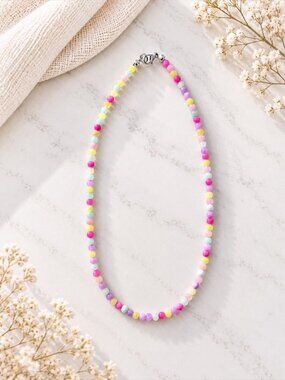 Handmade Pastel Beaded Necklace | Colourful Inspirational Gift